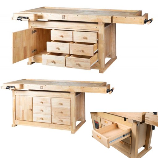 STRUGNICA STOLARSKA STÓŁ STOLARSKI 2100 mm SZUFLADY ZACISKI HOLZMANN WB210C