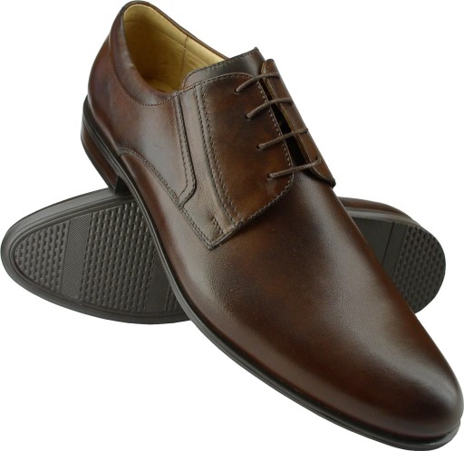 BUTY WIZYTOWE MĘSKIE SKÓRA BRĄZ 45 30 cm PAN 922