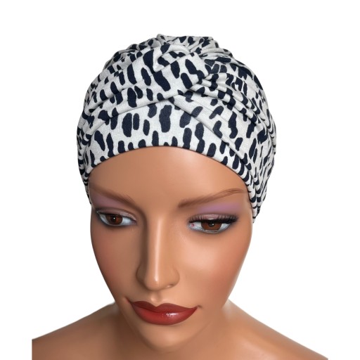 Przeplatany turban damski Sara 342 z wiskozy także po chemioterapii