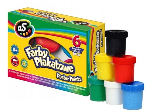 AS ASTRA FARBY PLAKATOWE szkolne 6 KOLORY 20ml