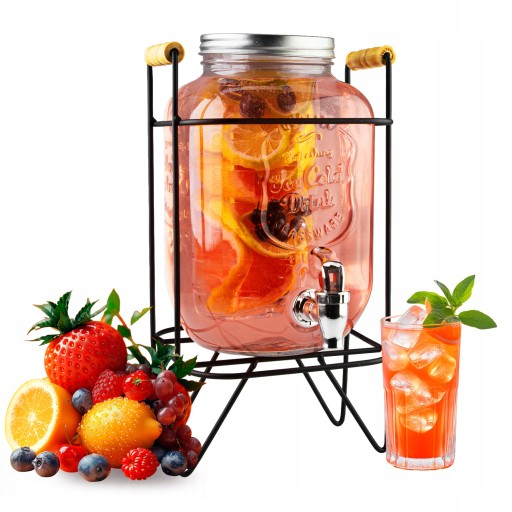 SŁÓJ z KRANIKIEM 4L na WODĘ NAPOJE SOK LEMONIADĘ ALKOHOL DRINKI WÓDKĘ WINO