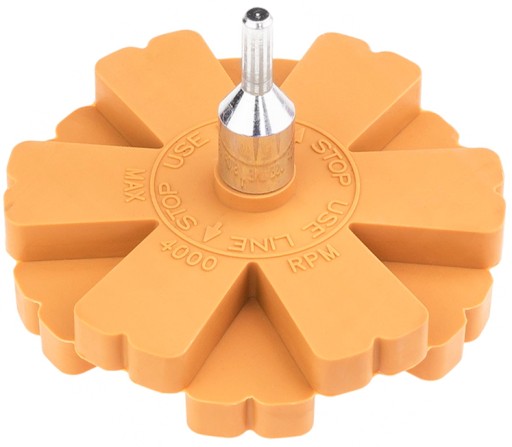 KRĄŻEK GUMOWY DO USUWANIA KLEJU TAŚM NAKLEJEK FELGI FELG WIERTARKĘ ADAPTER