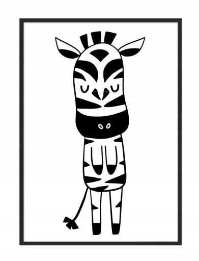 OBRAZ PLAKAT W RAMIE A4 cm Zebra PD249
