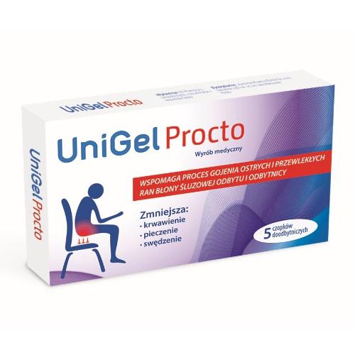 UniGel Procto - 5 czopków krwawienie, pieczenie, hemoroidy