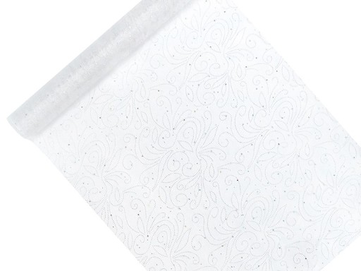 Organza z nadrukiem PartyDeco perłowa 48 cm x 9 m