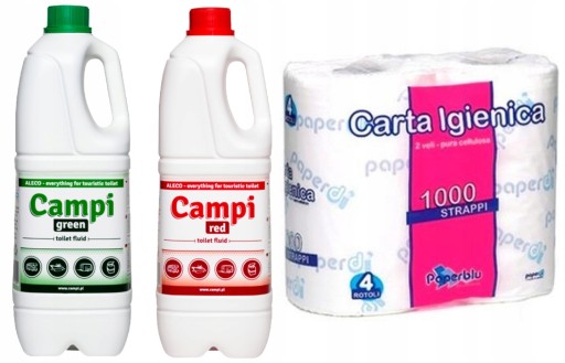 PŁYNY DO TOALET TURYSTYCZNYCH CAMPI 4L + PAPIER