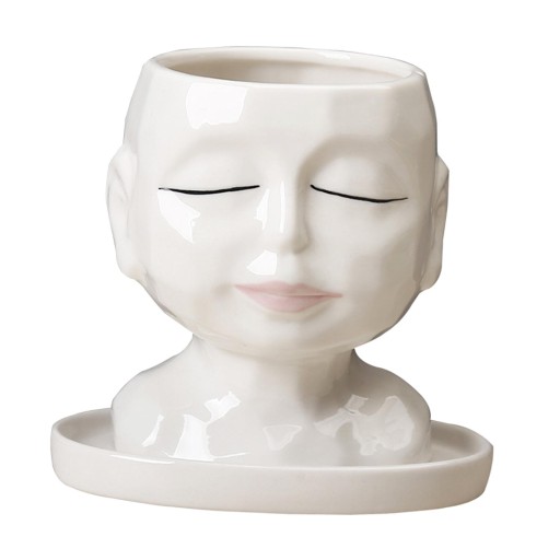 Ceramiczny Portret Twarzy Głowy Rzeźby Kwiat