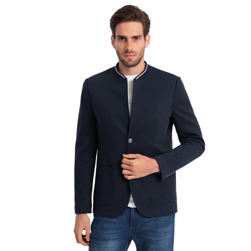 Męska marynarka w sportowym stylu granatowa V2 OM-BLZB-0107 XXL