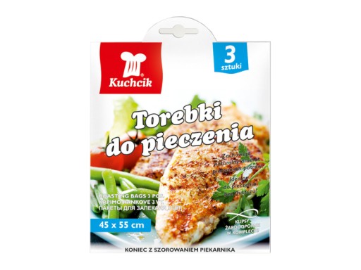 TOREBKI DO PIECZENIA 45x55cm z klipsem torby foliowe KUCHCIK 3szt.
