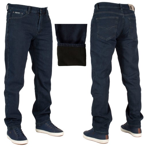 Spodnie męskie jeans ocieplane W:42 108 CM granat