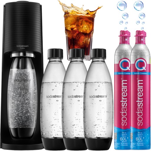 SATURATOR DO WODY SODASTREAM TERRA | 3x BUTELKA 1L + NABÓJ CO2 1+1 ZAPASOWY