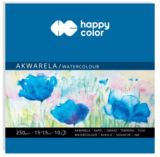 Blok do akwareli 15x15 cm Happy C 250 g/m2 10 ark.