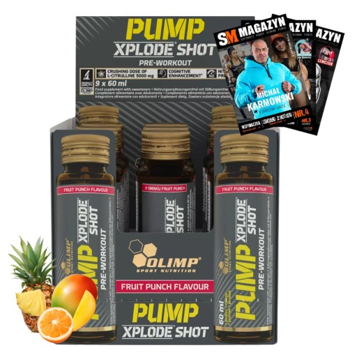 9X OLIMP PUMP XPLODE SHOT AMPUŁKA SZKLANA 60 ML – EKSPLOZJA ENERGII I MOCY