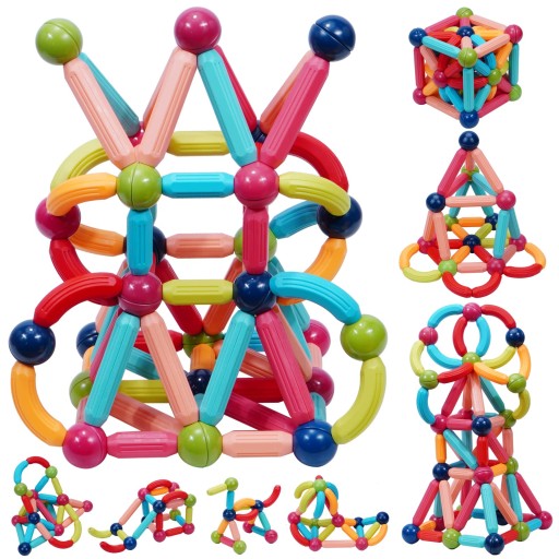 DUŻE KLOCKI MAGNETYCZNE KONSTRUKCYJNE MAGNETIC STICKS 84 SZTUK
