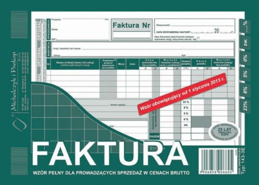 FAKTURA WZÓR PEŁNY MICHALCZYK I PROKOP NETTO DRUKI