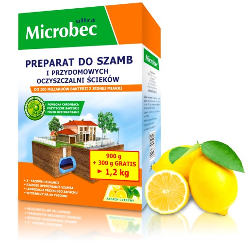 Microbec ULTRA MOCNE BAKTERIE do SZAMBA EKO AntyODOR PAPIER TŁUSZCZ 1,2kg