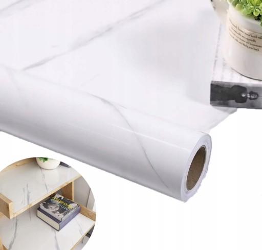 OKLEINA MARMUR NA BLAT PARAPET STÓŁ SZAFKI BIAŁY PVC 500CM