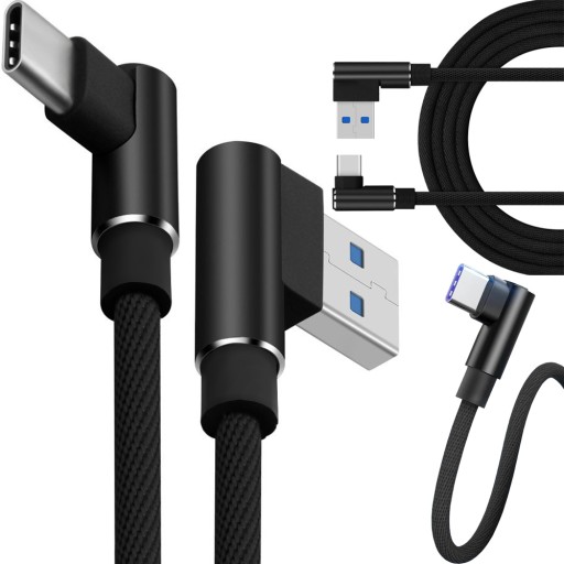 KABEL KĄTOWY USB USB-C TYP C DO SZYBKIEGO ŁADOWANIA QC TELEFONU NYLONOWY 1m