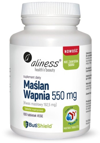ALINESS MAŚLAN WAPNIA 550MG Kwas masłowy 100 TAB