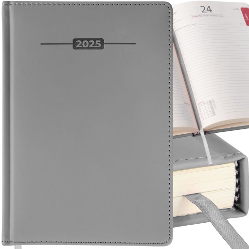 KALENDARZ DZIENNY A5 TERMINARZ 2025 KSIĄŻKOWY NOTES PLANER SZARY