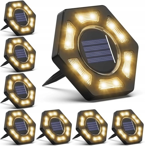 8 szt. 12 LED Solarnych świateł naziemnych