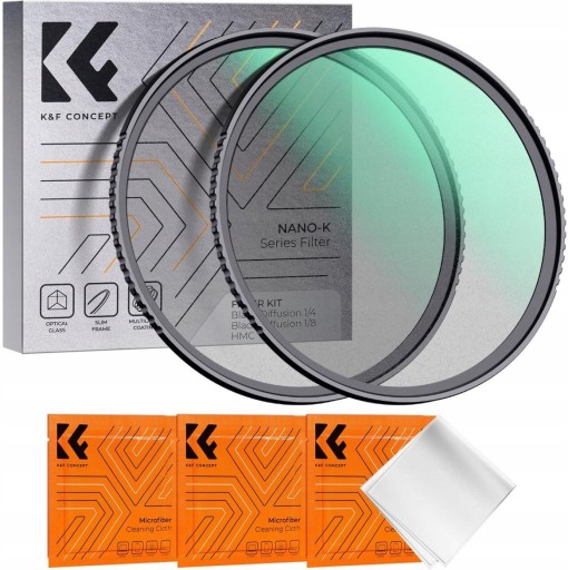K&F 2x FILTR dyfuzyjny Black Mist 1/4 + 1/8 72 mm Zestaw filtrów 2 szt.