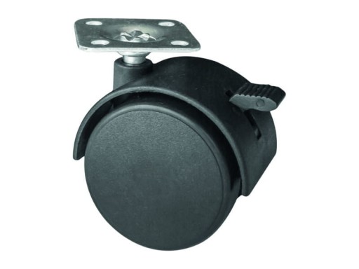 KÓŁKO MEBLOWE OBROTOWE 50MM Z PŁYTKĄ I HAMULCEM