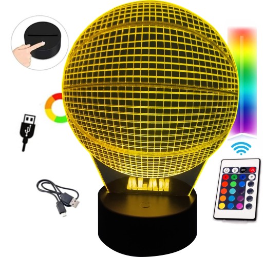LAMPKA Z IMIENIEM 3D LED PIŁKA DO KOSZYKÓWKI