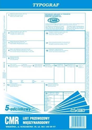 CMR - list przewozowy A4 (1+4) TYPOGRAF 01174