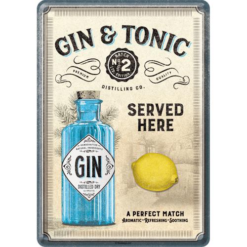 Pocztówka Gin & Tonic Served 14x10 metal 10324