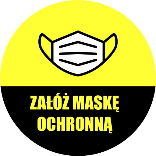 Naklejka na drzwi załóż maskę ochronną 15cm