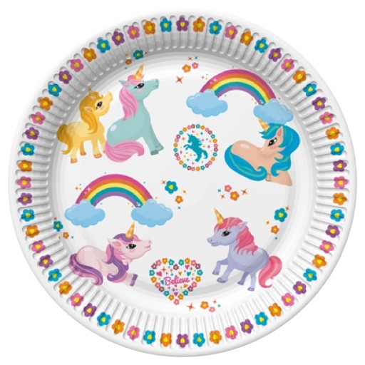 TALERZYKI URODZINOWE PAPIEROWE KUCYKI 18cm 8 szt