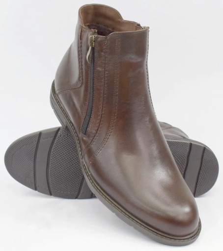 BUTY TRZEWIKI MĘSKIE SKÓRA BRĄZ 41 27,5 cm PAN 125