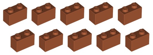 LEGO cegła 1x2 c. pomarańczowa 10 szt. 3004 NOWA