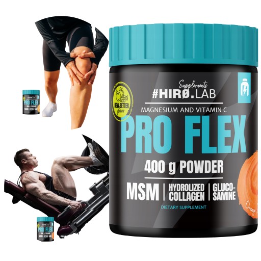 PRO FLEX NA STAWY KOLAGEN MSM KOŚCI 400g GLUKOZAMINA POMARAŃCZ hiro