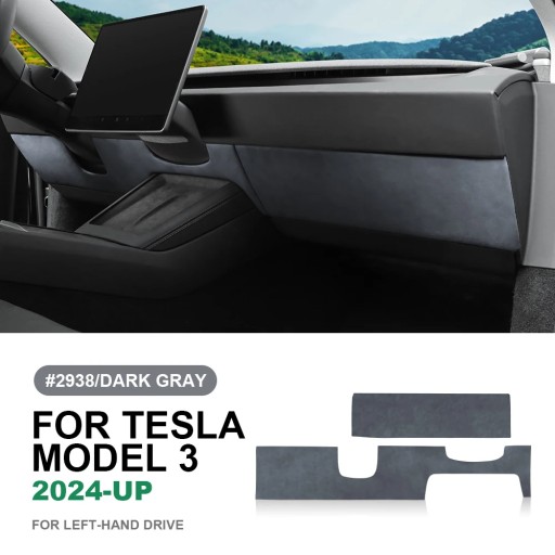 Naklejka ochronna z włoskiego zamszu na wykończenie panelu przyrządów do modelu Tesla