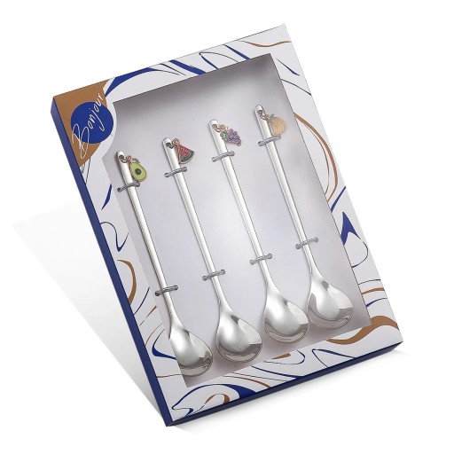 4 pcs Christmas Spoon Fork Set Elk Christmas Tree Tableware Stainless
