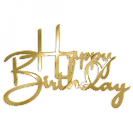 TOPPER dekoracja na bok TORTU złoty HAPPY BIRTHDAY urodziny