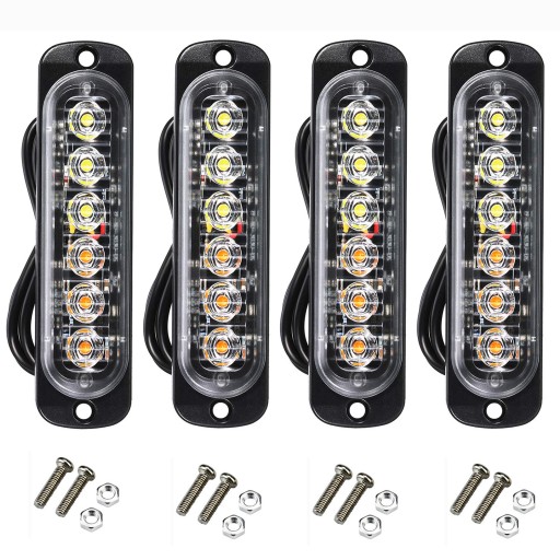 4x STROBOSKOPOWA LAMPA LED POMARAŃCZOWA BIAŁY POMOC LAWETA ŚWIATŁO WSTECZNE