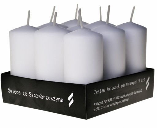 ZESTAW 9X ŚWIECZKI 10 CM BIAŁA ŚWIECZKA WALEC