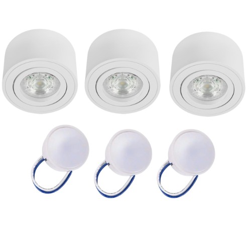 3x OPRAWA HALOGENOWA TUBA RUCHOMA BIAŁA + 3x żarówka LED 5W zimna