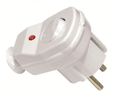 WTYCZKA KĄTOWA Z WYŁ I DIODĄ 16A 2P+Z 230V BIAŁA