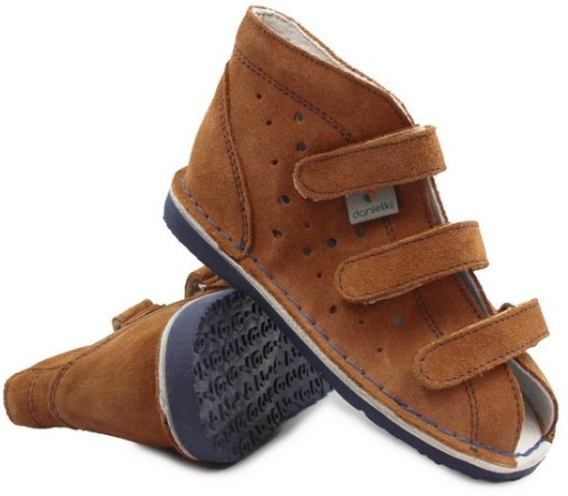 Buty profilaktyczne z obcasem thomasa z nubuku na rzepy danielki 32