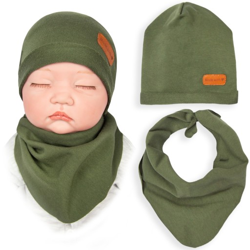 KOMPLET Z DRESÓWKI CZAPKA I CHUSTKA khaki 40-42