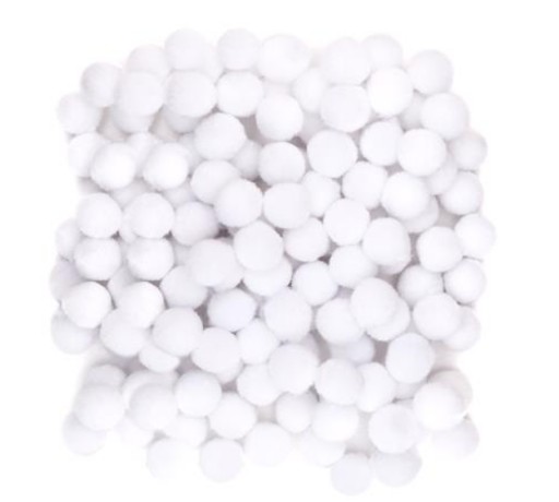 POMPONIKI DEKORACYJNE BIAŁE 1 cm 120 sztuk