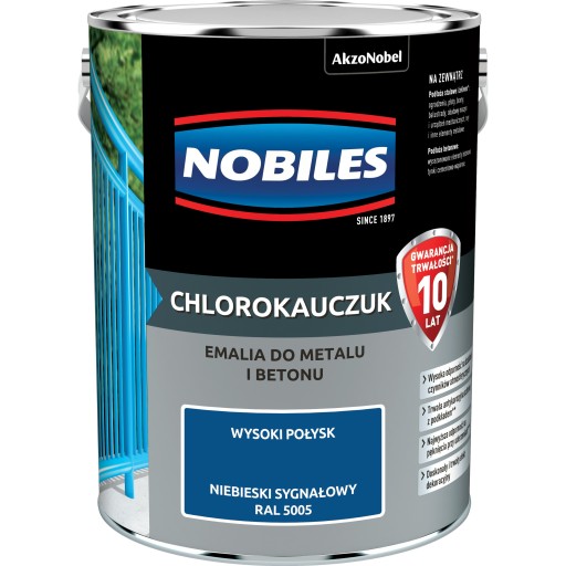 Nobiles Chlorokauczuk emalia do metalu i betonu Niebieski Sygnałowy 5l