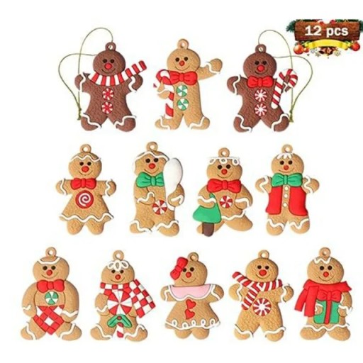 12 Pcs Gingerbread Man Christmas Tree Decorat