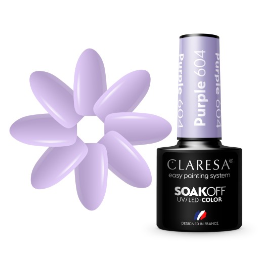 CLARESA PURPLE ГИБРИДНЫЙ ЛАК ДЛЯ НОГТЕЙ 5 мл ПУРПУРНЫЙ 604