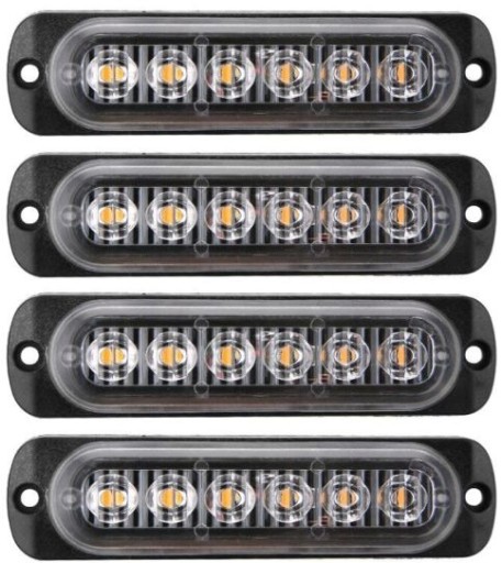 4 x ŚWIATŁO OSTRZEGAWCZE 6 LED KOGUT AWARYJNE