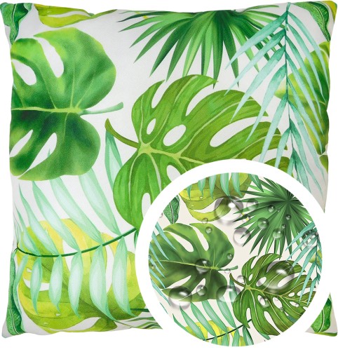 PODUSZKA WODOODPORNA OGRODOWA 45x45cm - monstera / krem
